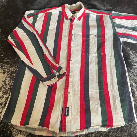 Catalina Other - VINTAGE Catalina Colorful‎ Striped Button up Shirt! long Sleeve Sz Large Tall LT